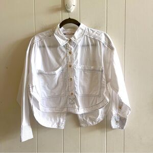 Anthropologie Pilcro Placket Back-Slit Cotton Shirt